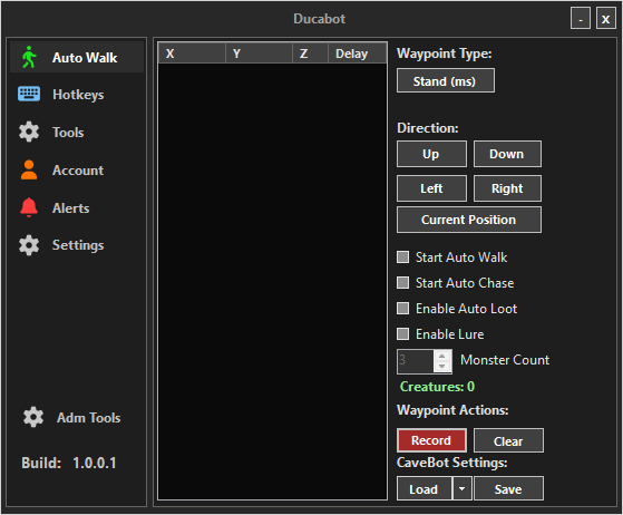 Interface principal do DUCABOT